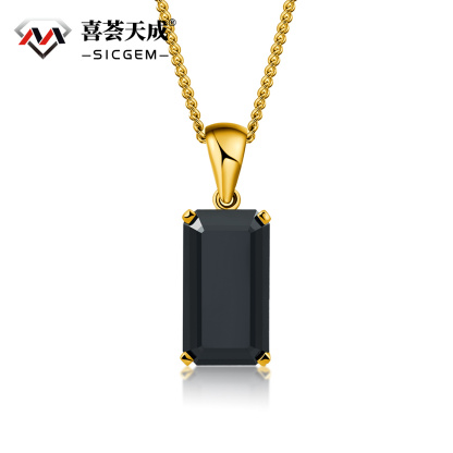 S925 15ct Black Synthetic Moissanite Pendant Necklace Perfect St Mother's Day Gift for Him