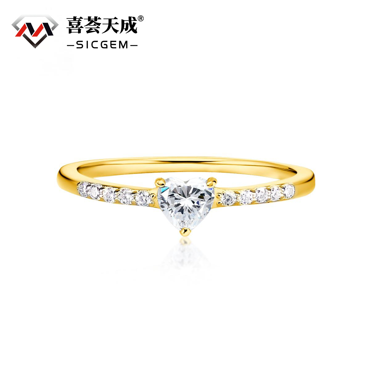 S925 Chic Iced Out Heart Ring Band D Color VVS Synthetic Moissanite Women Ring Perfect for Engagement Wedding Anniversary Mother's Day Gifts