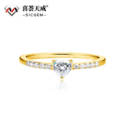 S925 Chic Iced Out Heart Ring Band D Color VVS Synthetic Moissanite Women Ring Perfect for Engagement Wedding Anniversary Mother's Day Gifts