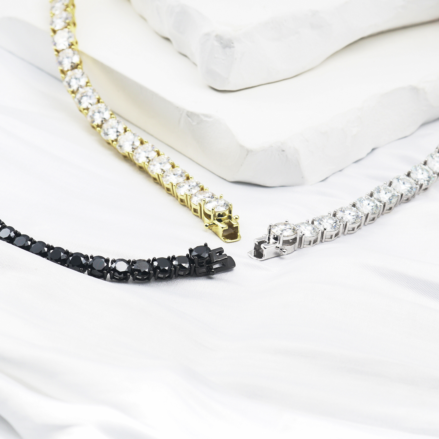 S925 Silver Hip Hop Synthetic Moissanite Tennis Chain