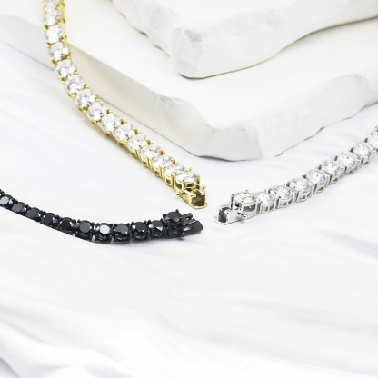 S925 Silver Hip Hop Synthetic Moissanite Tennis Chain