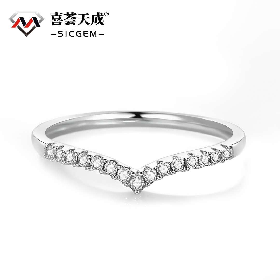 0.25ct S925 Round Synthetic Moissanite V Band