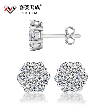 IcyBloom Floral Shine Stud Earrings 925S & VVS Moissanite