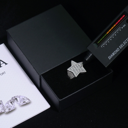 S925 Round VVS Synthetic Moissanite Pentagram Ring