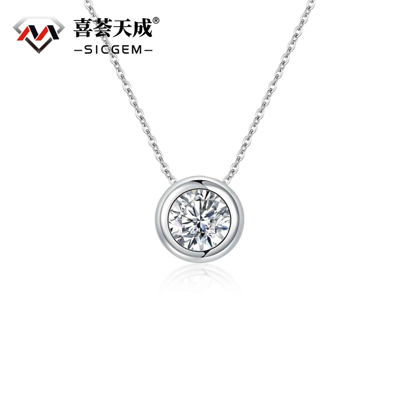 1ct Synthetic Moissanite Solitaire Bubble Pendant Necklace Chain S925