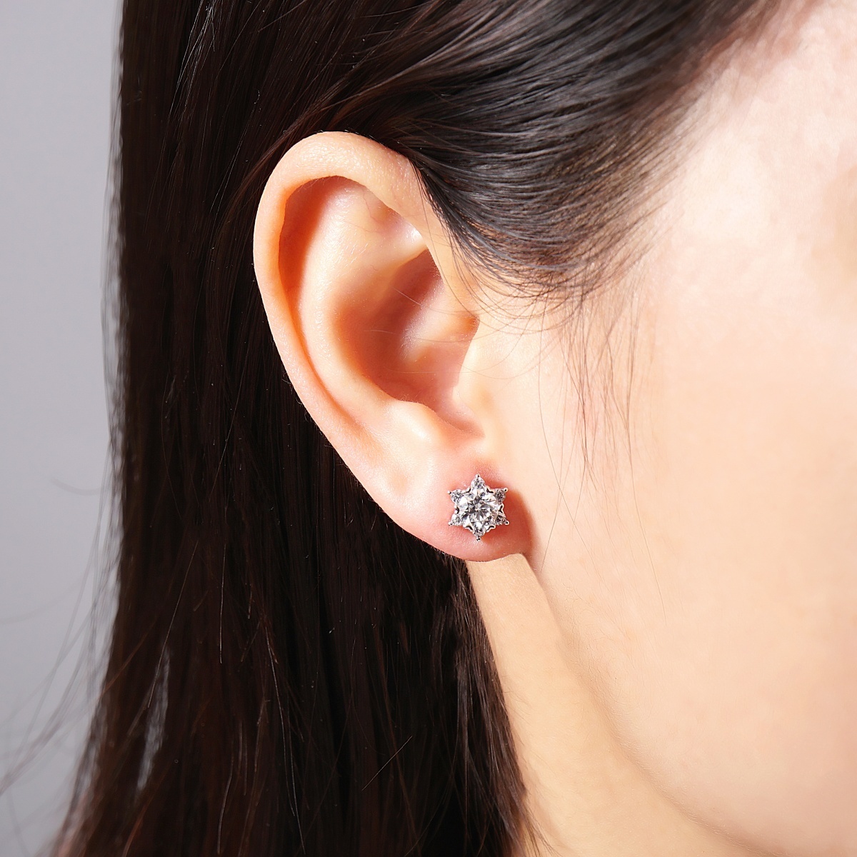 0.5-2ct Snowflake Stud Earrings Synthetic Moissanite Copper Studs Earrings