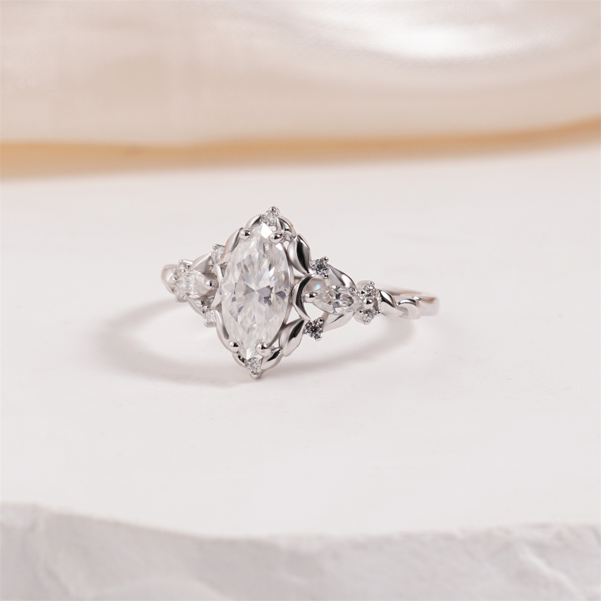 Vintage Marquise Cut Engagement Ring Synthetic Moissanite S925 Ring