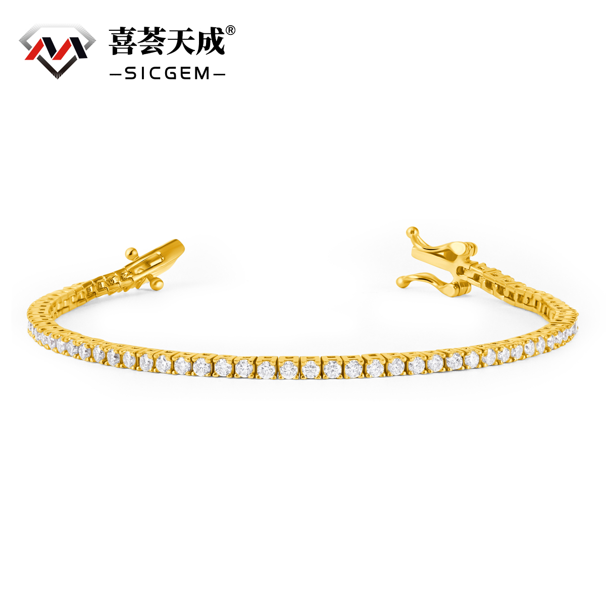 Hip Hop Synthetic Moissanite Tennis Chain Tennis  Necklace Tennis Bracelet S925 Chain