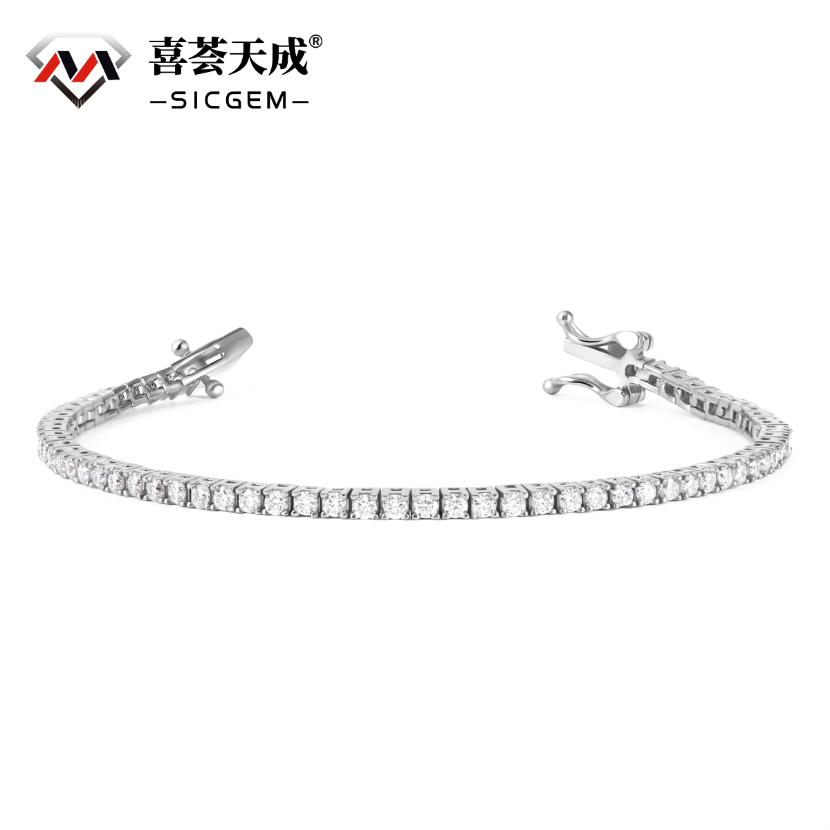 Hip Hop Synthetic Moissanite Tennis Chain Tennis Necklace Tennis Brace