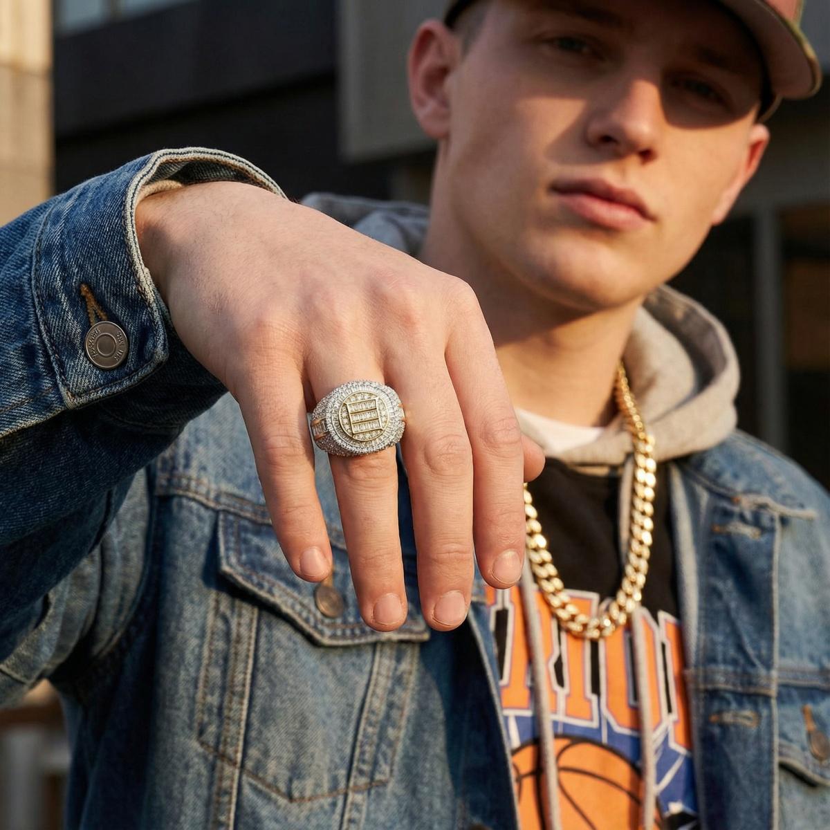 3ct The Sovereign Ring Glacier Band Fully Iced-out Hip Hop Ring VVS Synthetic Moissanite Ring Jewelry Copper Band