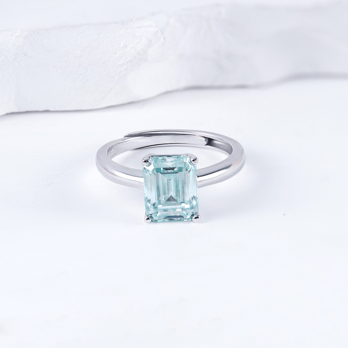 3ct Step Cut Synthetic Moissanite Classic Square Ring S925