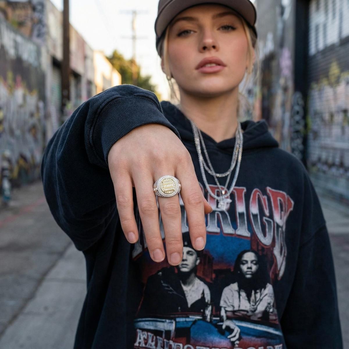 3ct The Sovereign Ring Glacier Band Fully Iced-out Hip Hop Ring VVS Synthetic Moissanite Ring Jewelry Copper Band