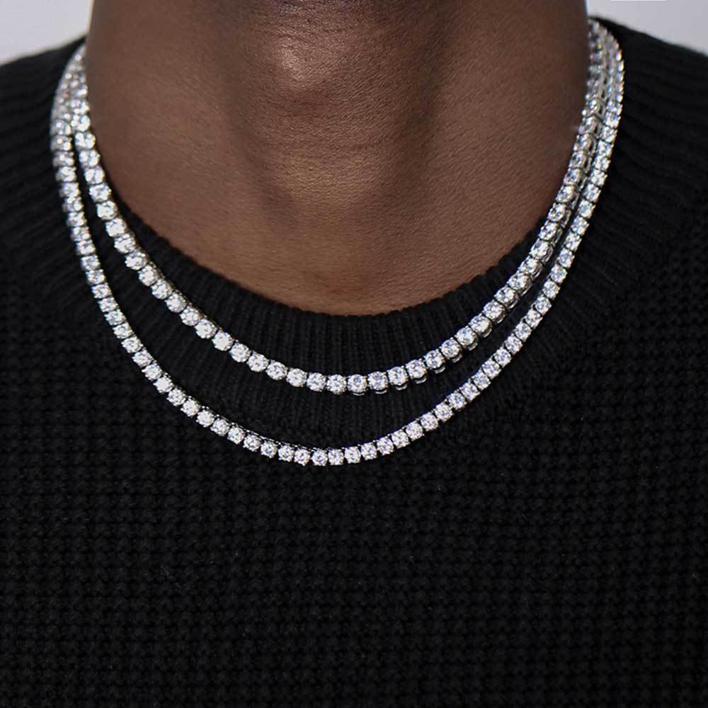 S925 Silver Hip Hop Synthetic Moissanite Tennis Chain
