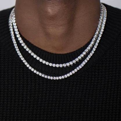 S925 Silver Hip Hop Synthetic Moissanite Tennis Chain
