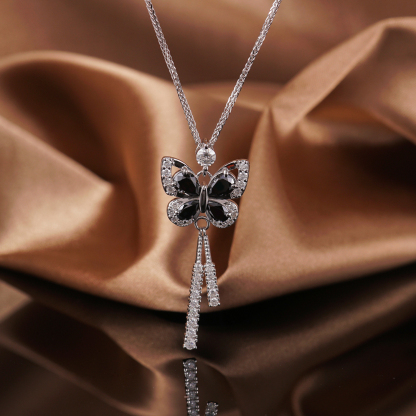 1.6ct Pear Cut Synthetic Moissanite Butterfly Pendant Necklace Chain S925