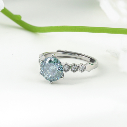 2ct Round Synthetic Moissanite Honeycomb Ring S925