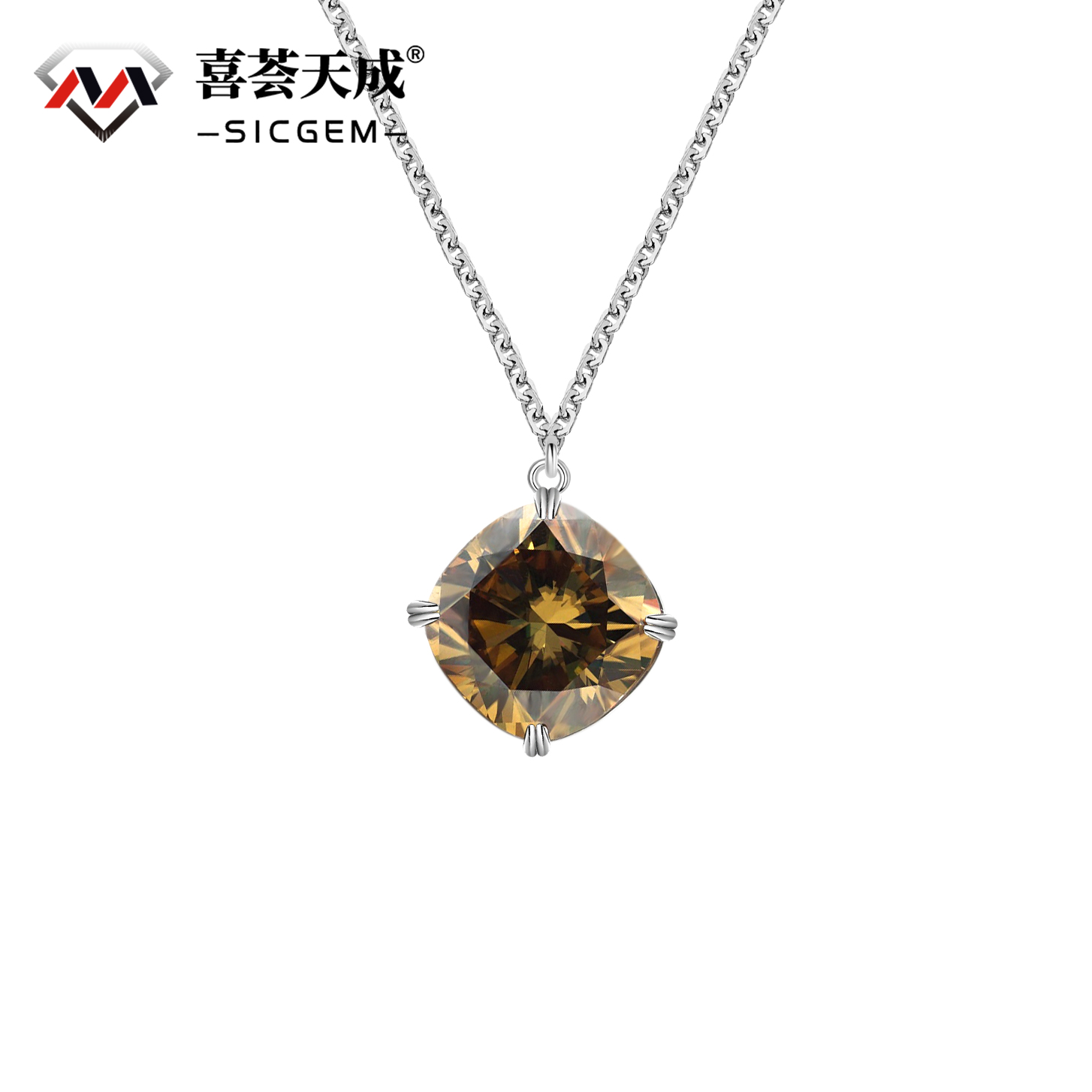 70ct Cushion Cut Synthetic Moissanite Pendant Necklace Chain S925