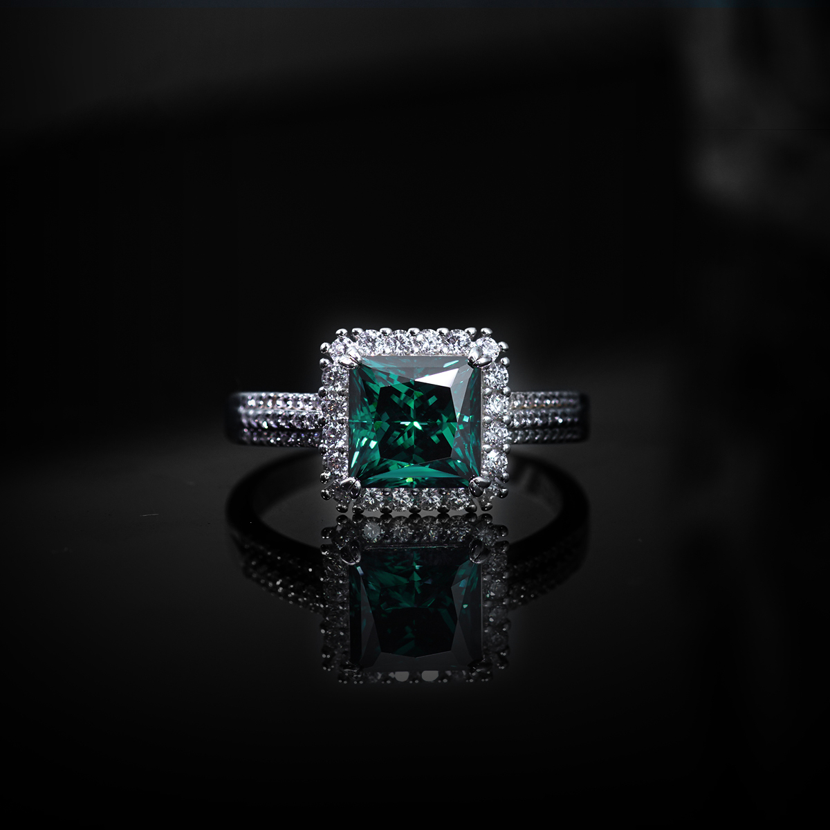 3ct S925 Princess Synthetic Moissanite Halo Ring