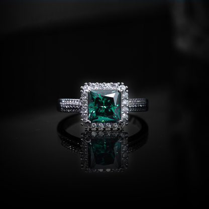 3ct S925 Princess Synthetic Moissanite Halo Ring