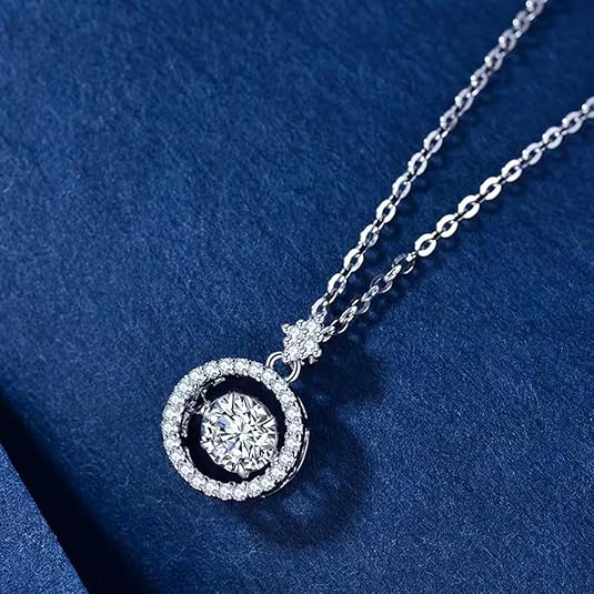 S925 1CT SYNTHETIC MOISSANITE ROUND HALO PENDANT FOR WOMEN