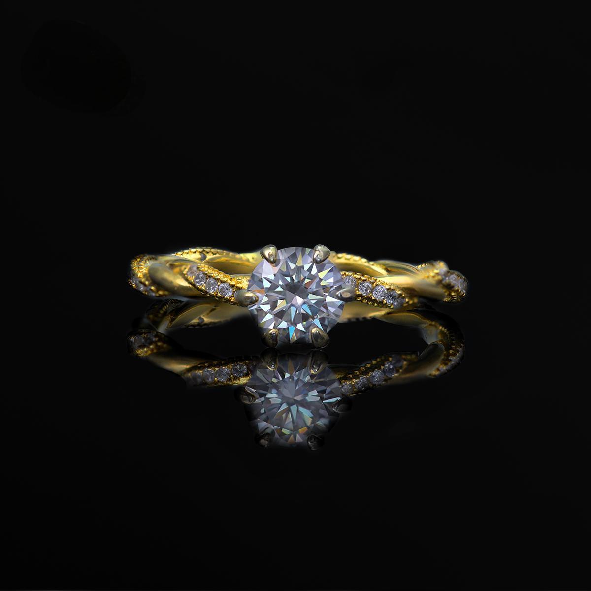 1ct Round Synthetic Moissanite Rope Ring In 925 Sterling Silver Mother's Day Gifts for Men Women