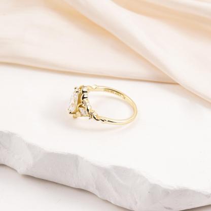 Delzzad Vintage Marquise Cut Engagement Ring Synthetic Moissanite Ring Jewelry S925 Perfect Birthday Engagement Wedding Anniversary Christmas Gift