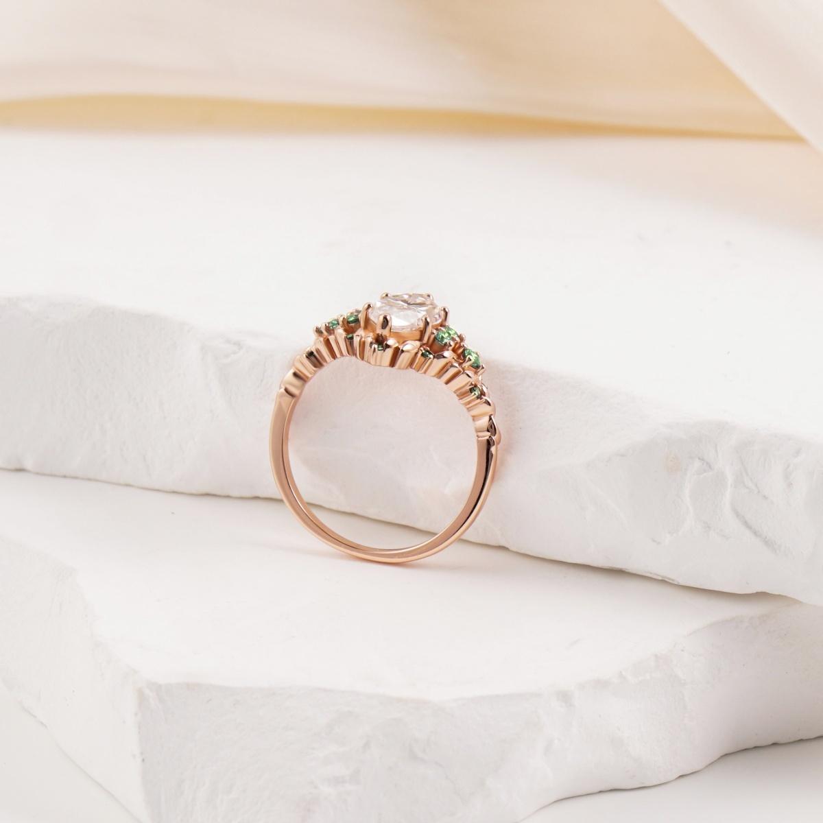 Delzzad 2.2ct Royal Marquise Promise Ring Synthetic Moissanite Ring Jewelry S925 Dainty Floral Ring for Mom Lady Engagement Ring for Women Perfect Birthday Engagement Wedding Anniversary Christmas Gift