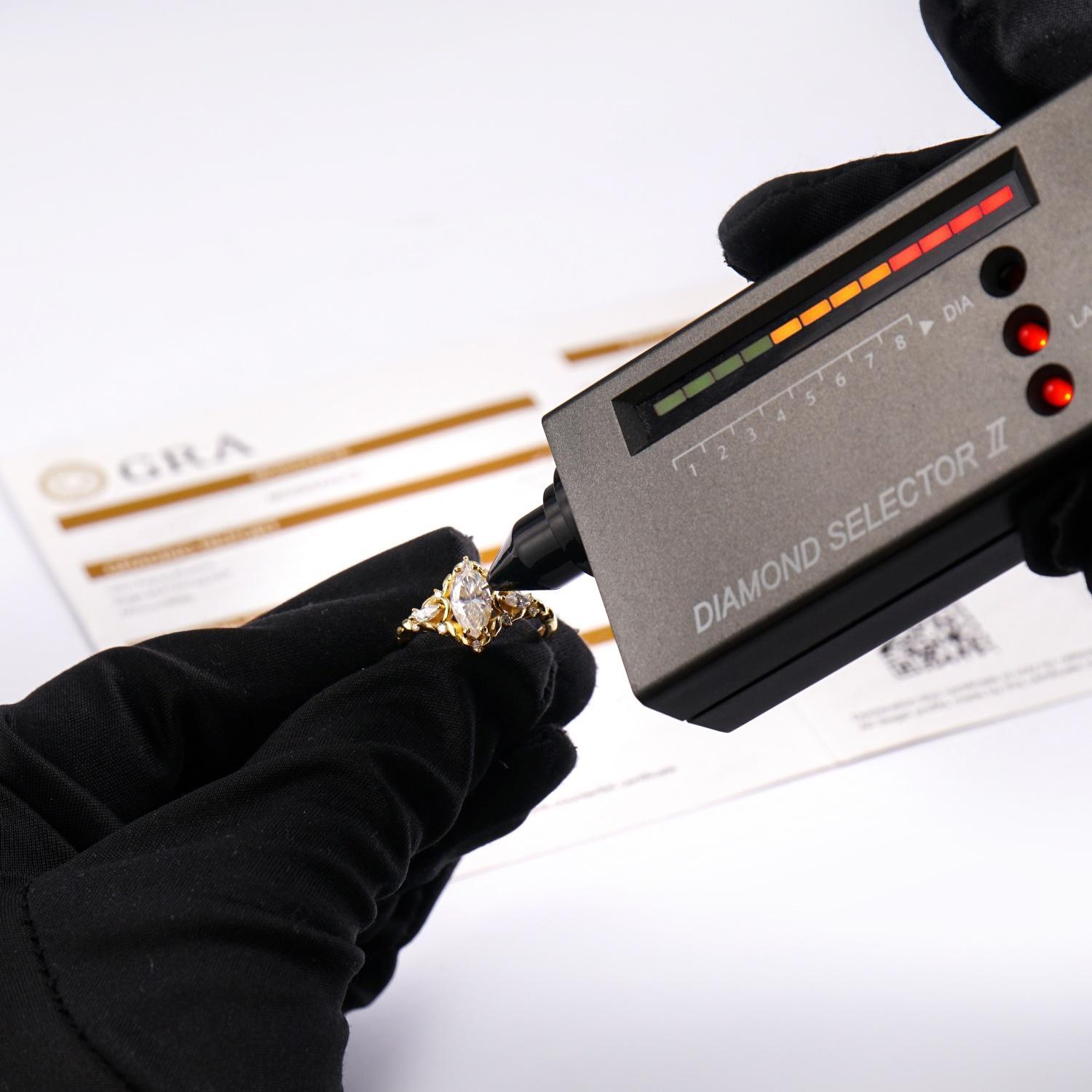 14k Gold-Plated 1ct Vintage Marquise Cut Engagement Ring Synthetic Moissanite Ring Jewelry S925