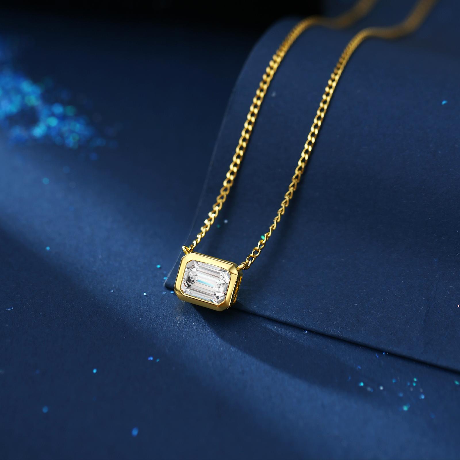 S925 3CT SYNTHETIC MOISSANITE BEZEL STYLE SOLITAIRE NECKLACE CHAIN