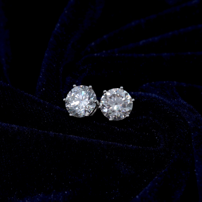 FROSTFIRE Six-Prong Solitaire Stud Earrings 925S & VVS Moissanite