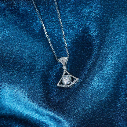 S925 SYNTHETIC MOISSANITE DANCING FANCY SKIRT NECKLACE PENDANT