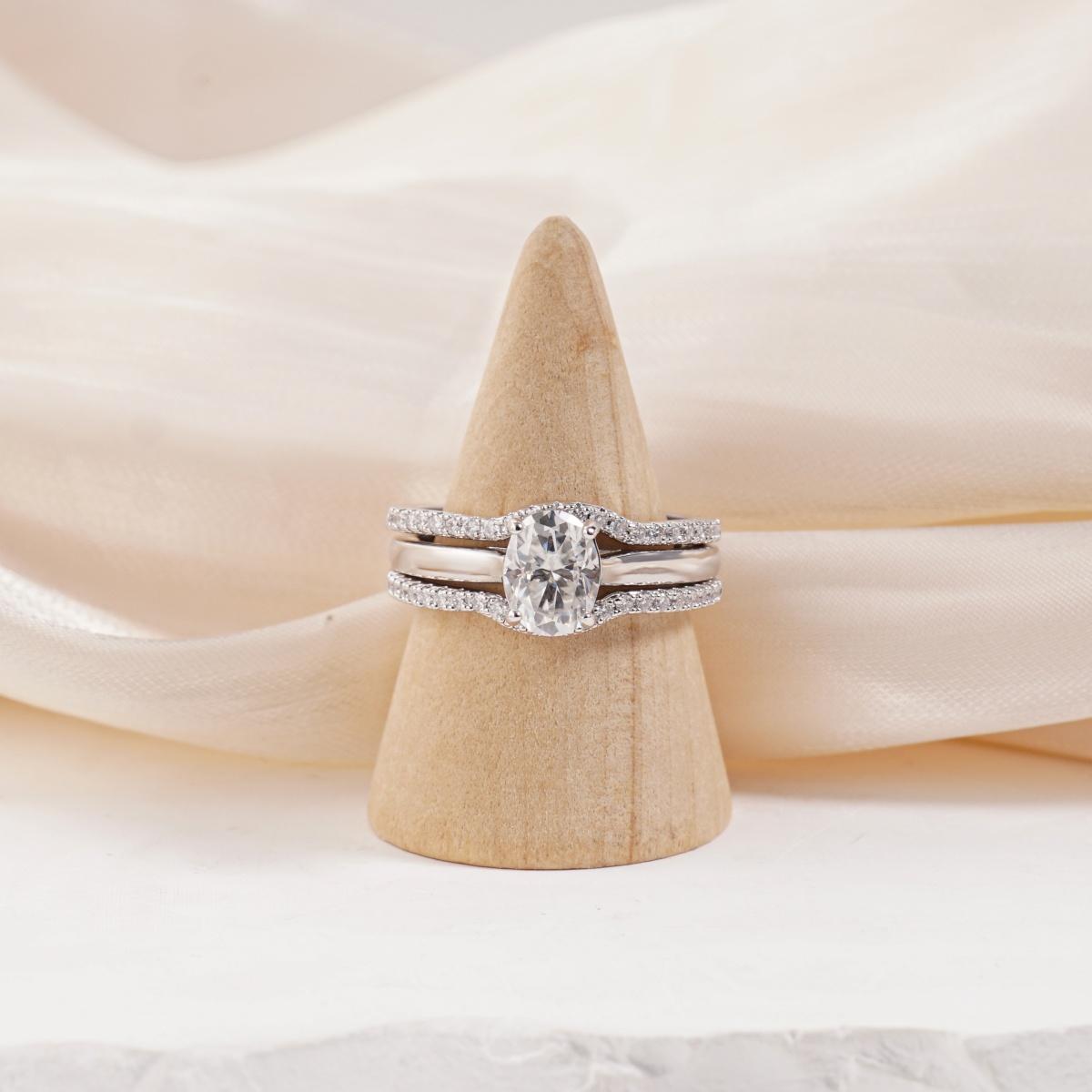 1.8ct Heavenly Nest Ring Engagement Ring Triple Stacking Ring VVS Synthetic Moissanite Ring Jewelry Copper Band