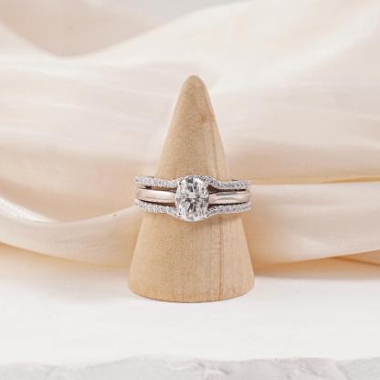 1.8ct Heavenly Nest Ring Engagement Ring Triple Stacking Ring VVS Synthetic Moissanite Ring Jewelry Copper Band