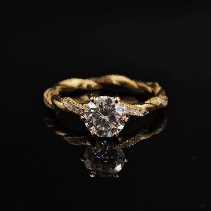 1ct Round Synthetic Moissanite Rope Ring In 925 Sterling Silver Mother's Day Gifts for Men Women