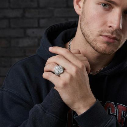 2ct Eternal Pillar Ring Fully Iced Out Ring Gothic Ring Band VVS Synthetic Moissanite Ring Jewelry Copper Band