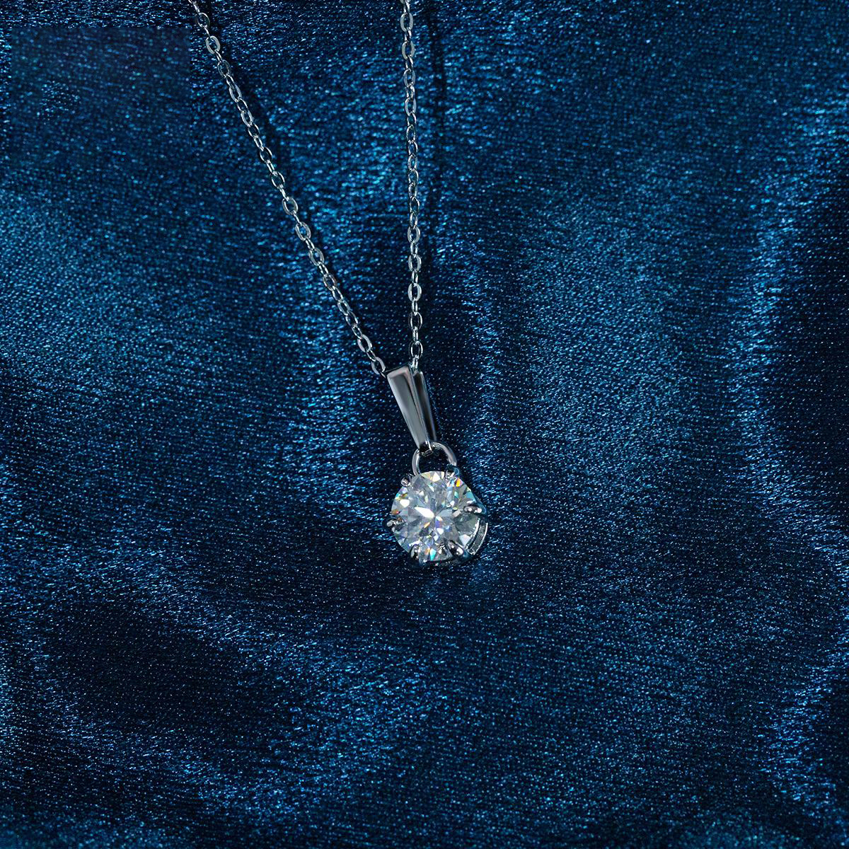 S925 1-2CT SYNTHETIC MOISSANITE SIX-PRONG PENDANT CHAIN GIFT