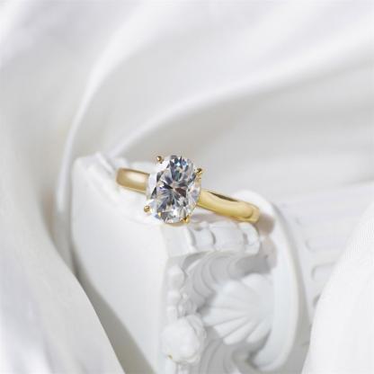 Delzzad 2ct Solitaire Oval Promise Engagement Ring Synthetic Moissanite S925 Wedding Ring Band Jewelry for Women