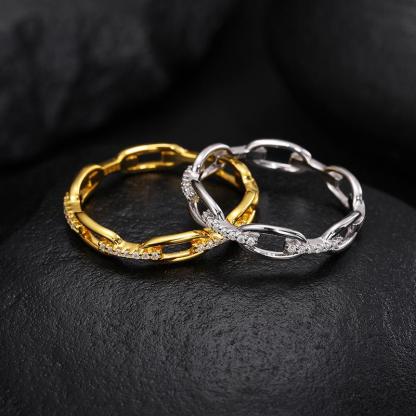 S925 VVS Synthetic Moissanite Hip Hop Unisex Chained Ring St Mother's Day Christmas Gifts For Men Women