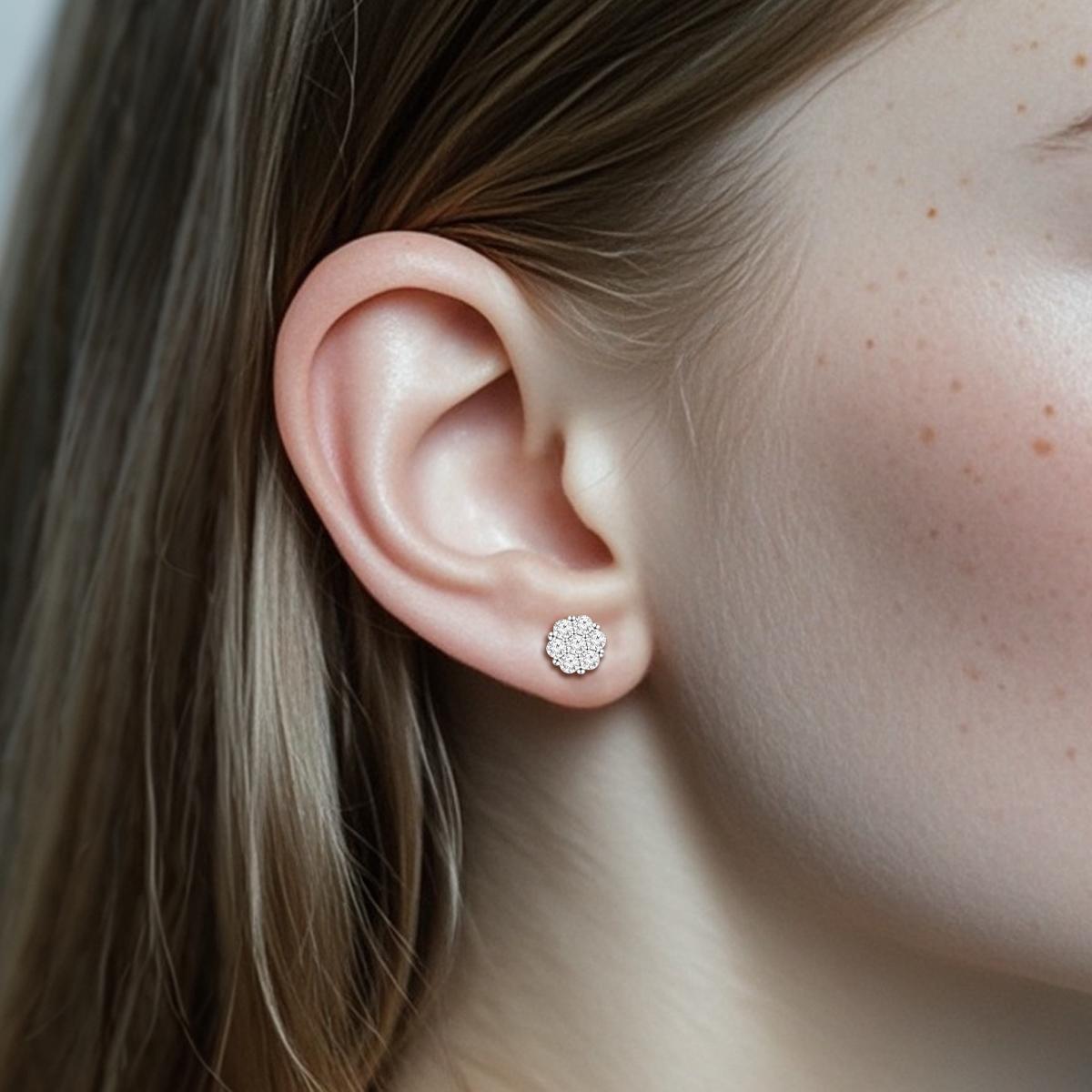 IcyBloom Floral Shine Stud Earrings 925S & VVS Moissanite