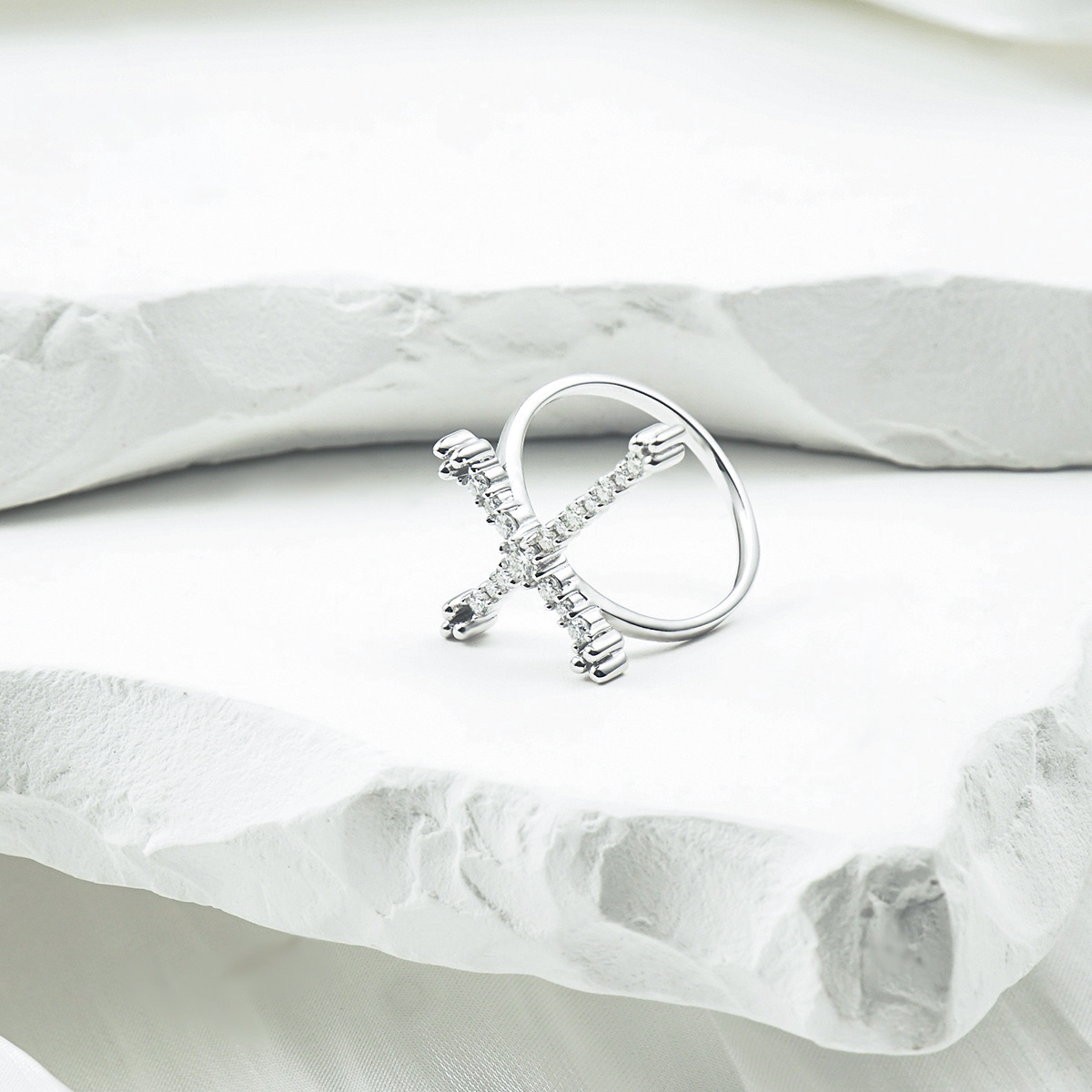 Hip Hop Cross Ring D Color VVS Synthetic Moissanite S925 Unisex Ring