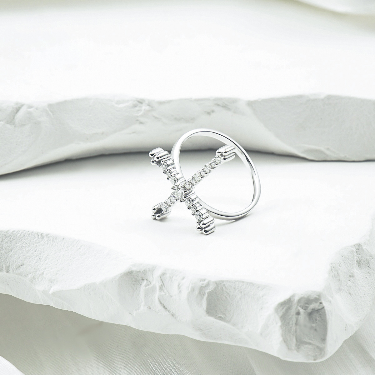 Hip Hop Cross Ring D Color VVS Synthetic Moissanite S925 Unisex Ring