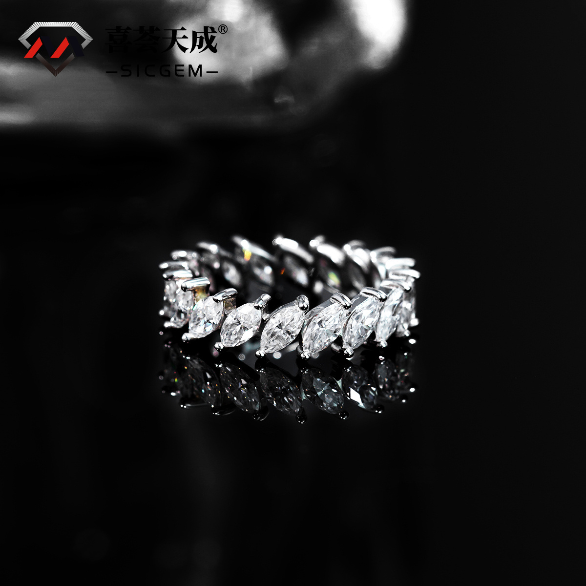 4.8ct S925 Marquise Synthetic Moissanite Eternity Band