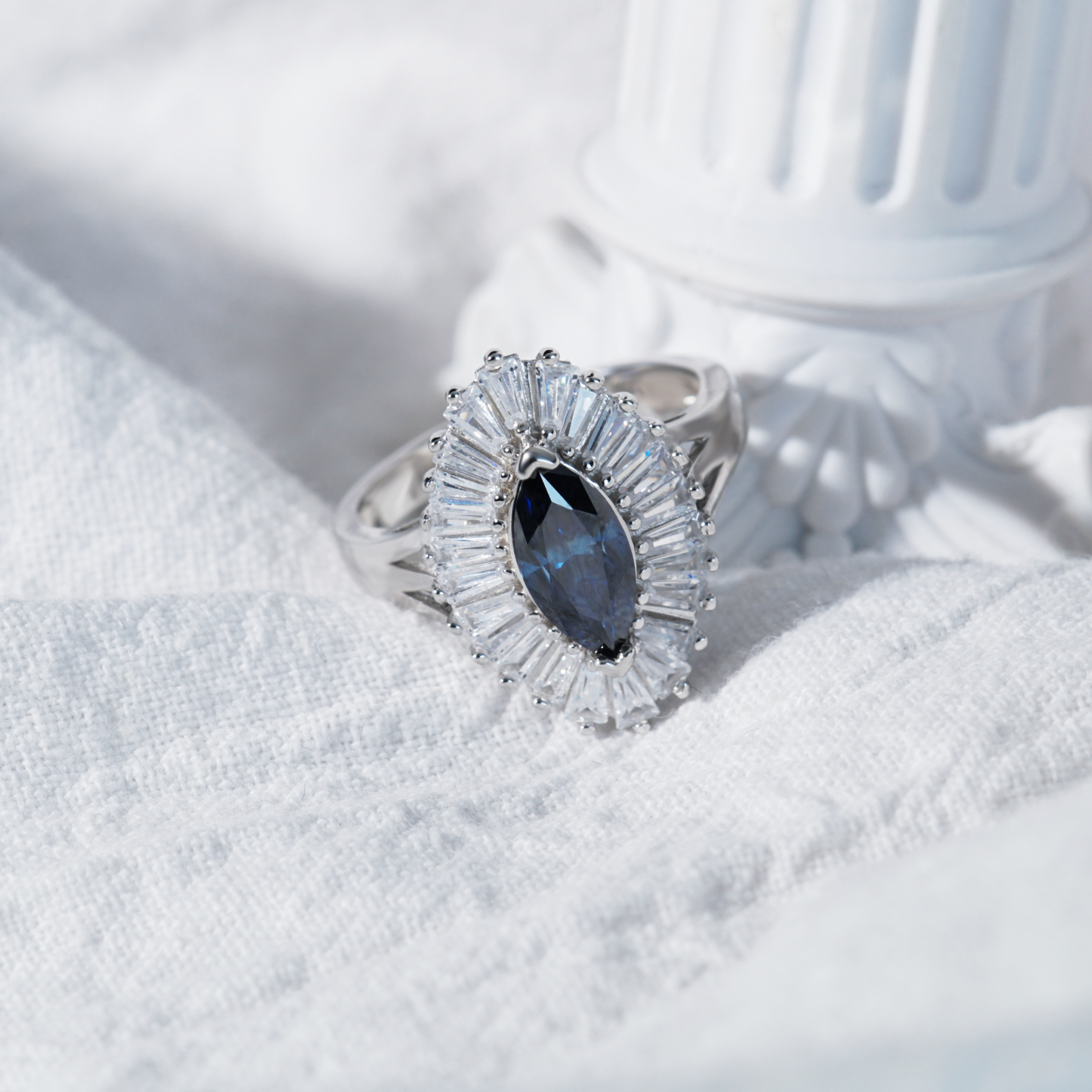 1ct Marquise Synthetic Moissanite Fashion Ring In 925 Sterling Silver Ring Band Jewelry Perfect Birthday Engagement Wedding Anniversary Gift