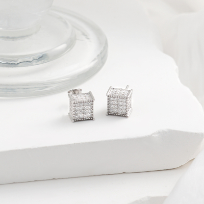 1.7ct Round Hip Hop Iced Out Cubic Earrings D Color Synthetic Moissanite S925 Stud Unisex Earrings