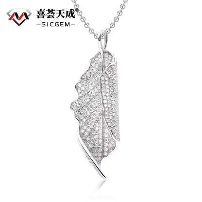Unisex 1.7ct Iced Out Leaf Necklace VVS Synthetic Moissanite & S925