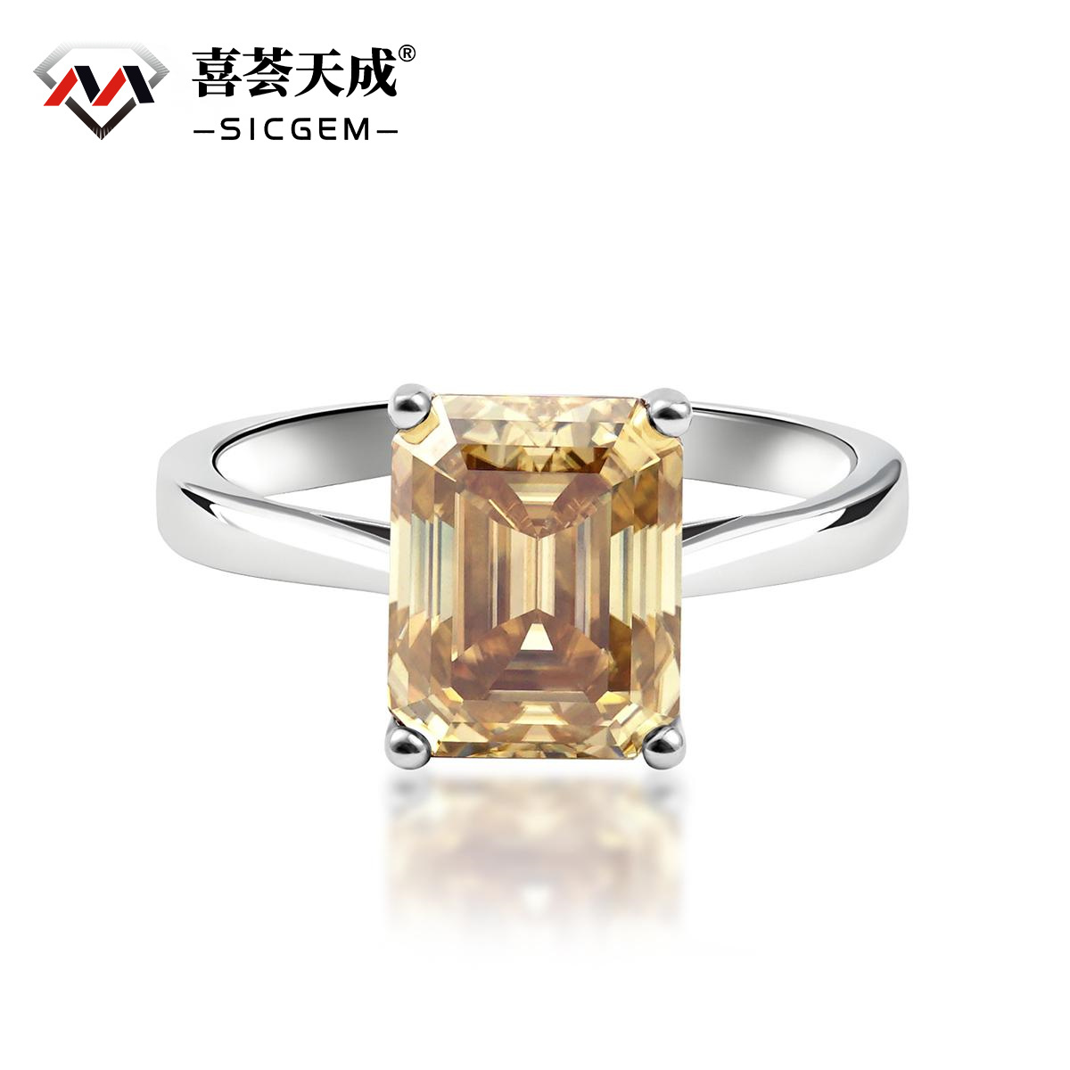 4ct Octagon Synthetic Moissanite Solitaire Ring In 925 Sterling Silver