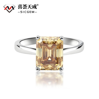 4ct Octagon Synthetic Moissanite Solitaire Ring In 925 Sterling Silver