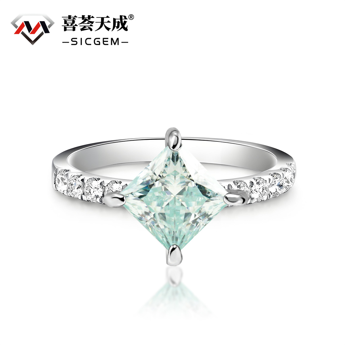 2ct Princess Synthetic Moissanite Compass Ring In 925 Sterling Silver