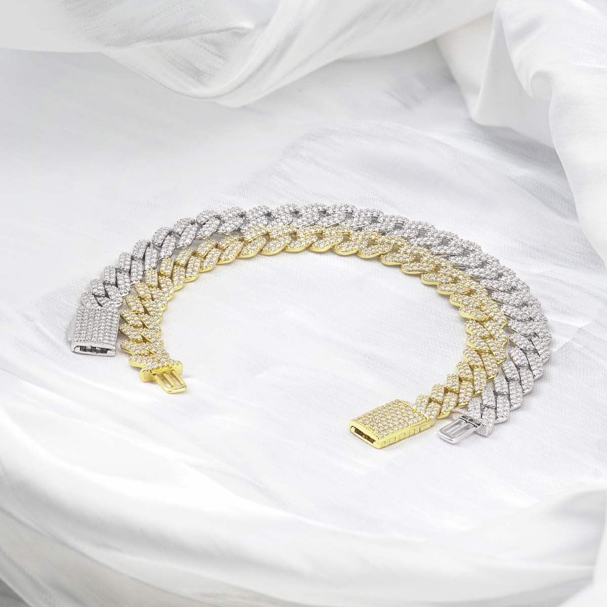 03style 8.5MM S925 VVS Synthetic Moissanite Hip Hop Iced Out Cuban Link Necklace Chain