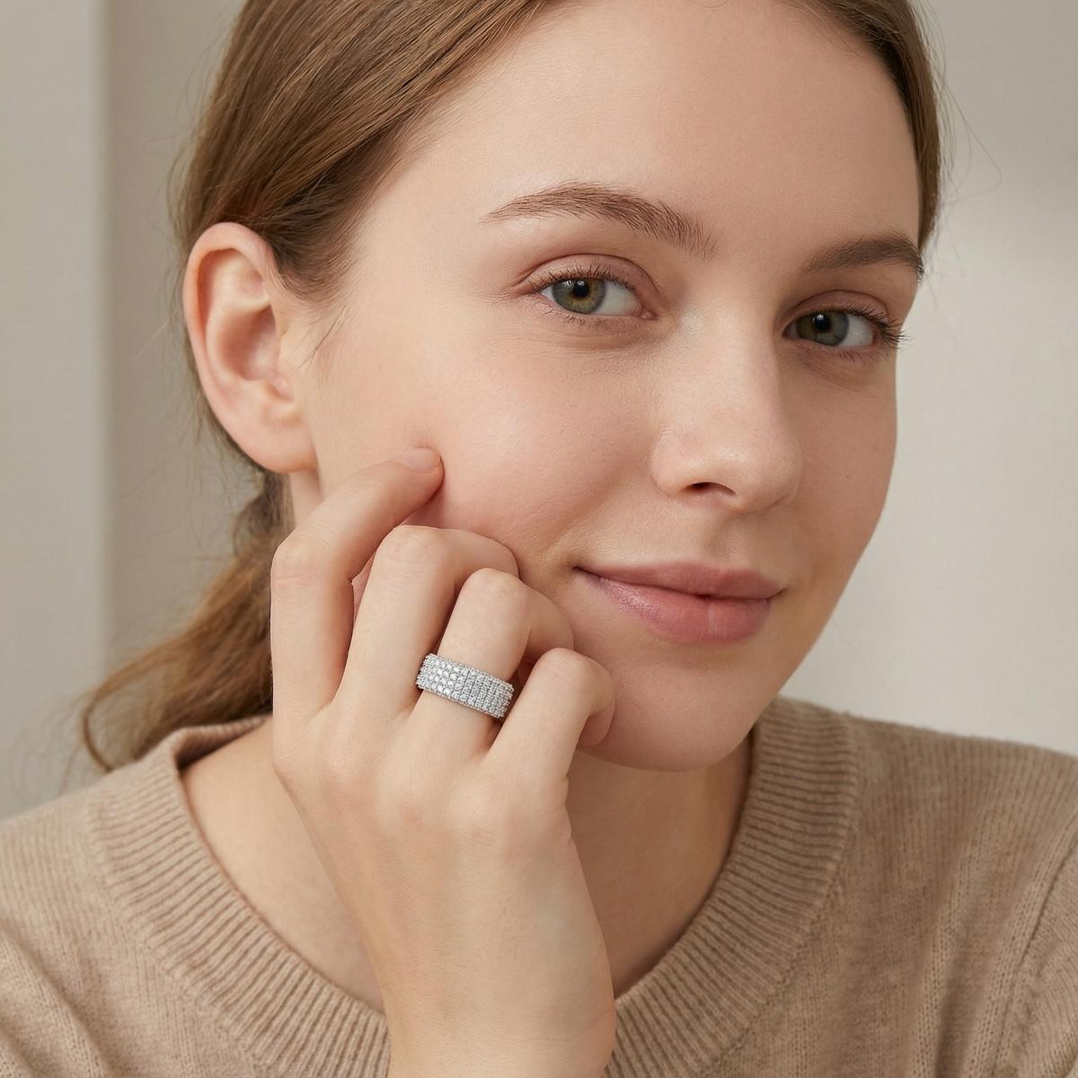 Infinite Sparkle 4-Row Eternity Ring Dakota Engagement Ring Band Wedding Ring Synthetic Moissanite Ring Jewelry S925/Copper Band